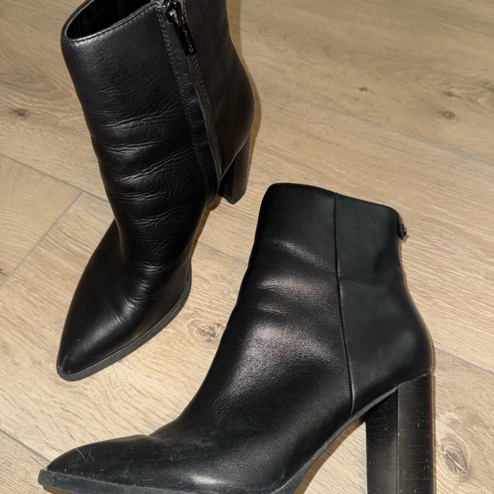 Black Leather Ankle Boots